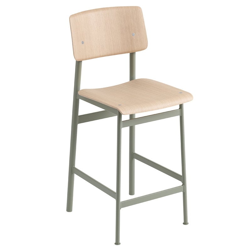 Loft bar stool 65 cm by Muuto #dusty green - oak #