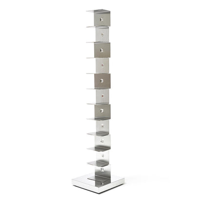 ORIGINAL PTOLOMEO - h 160 - Open Freestanding Stainless Steel Bookcase by Opinion Ciatti #h 160/stainless steel/stainless steel base