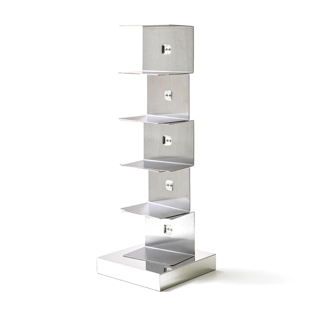 ORIGINAL PTOLOMEO - h 75 - Open Freestanding Stainless Steel Bookcase by Opinion Ciatti #h 75/stainless steel/stainless steel base