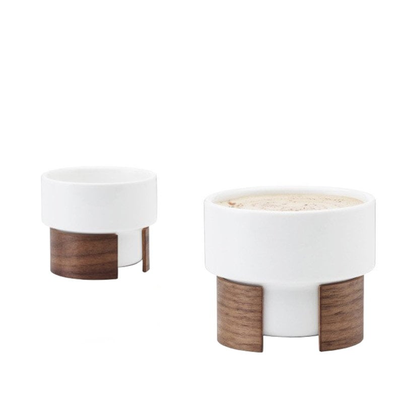 Warm cappuccino cup 1,6 dl by Tonfisk Design #set of 2, white - walnut #