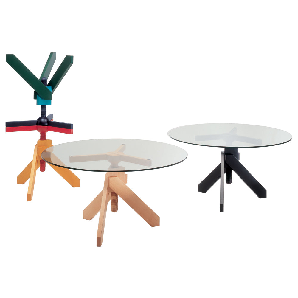 Vidun - Round Wood And Glass Table by De Padova