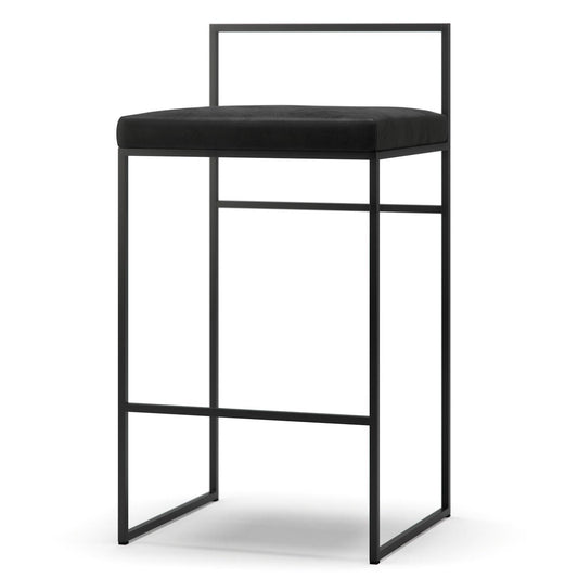 Department Bar Stool with Backrest 80 cm Black/Black Velvet