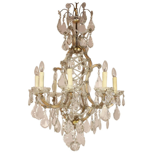 8-Arm Marie Thérèse Style Crystal Chandelier, Austria, 1910