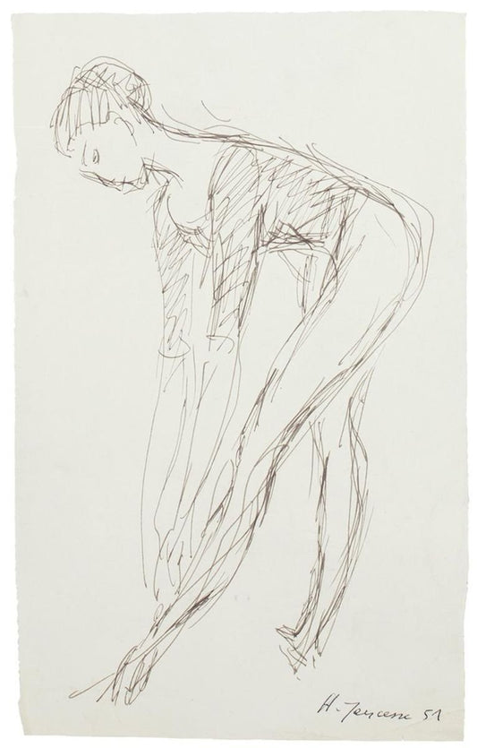 8 Original Nude Pen, Pencil and China Ink Drawings by French Master 20th Century Mid 20th Century