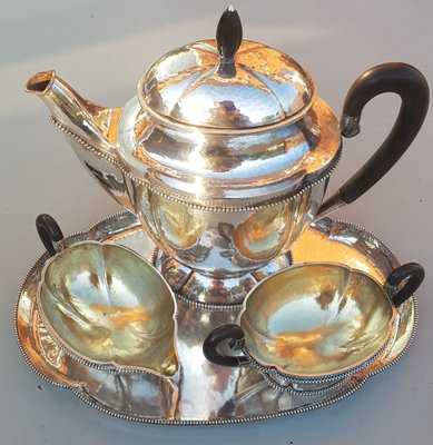 800 Silver Tea Service with Tray, Set of 4-QDP-980530