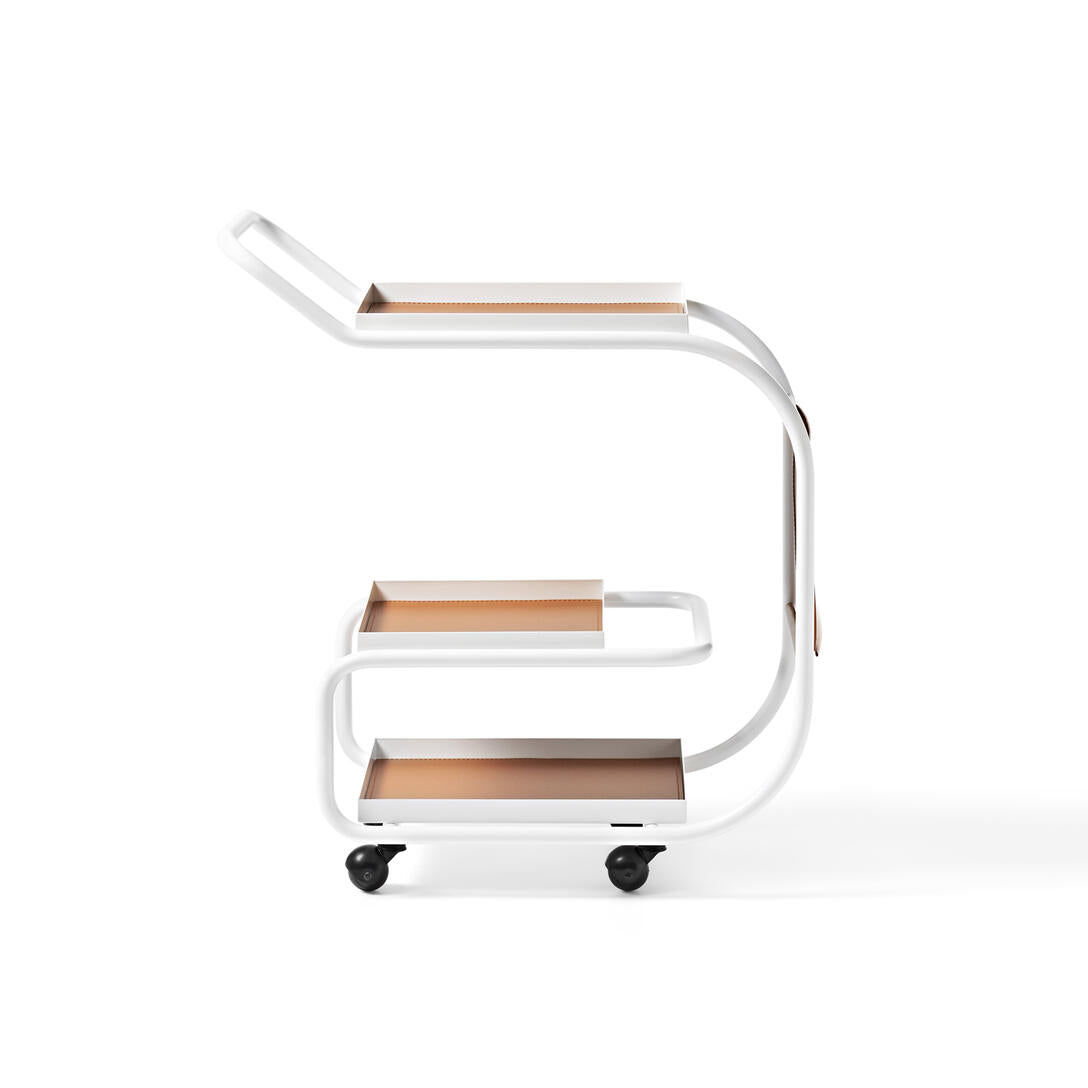 Zenzero - Steel And Regenerated Leather Food Trolley by Opinion Ciatti #White