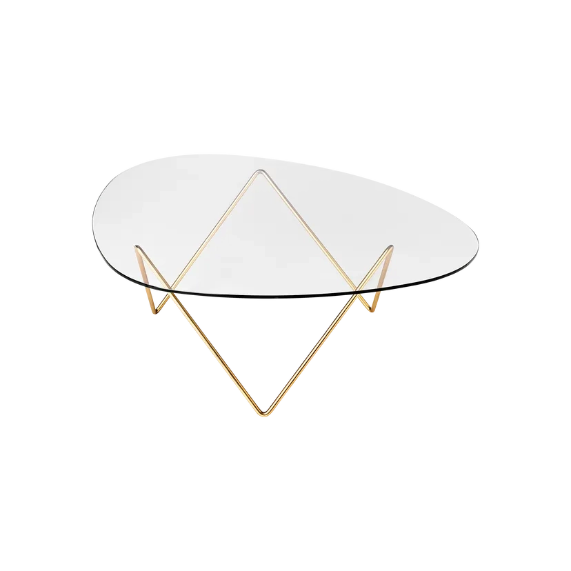 Pedrera Coffee Table by Gubi #Brass Semi Matt / Transparent Glass