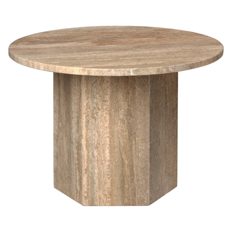 Epic coffee table by GUBI #round, 60 cm, warm taupe travertine #