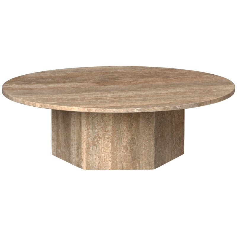 Epic coffee table by GUBI #round, 110 cm, warm taupe travertine #
