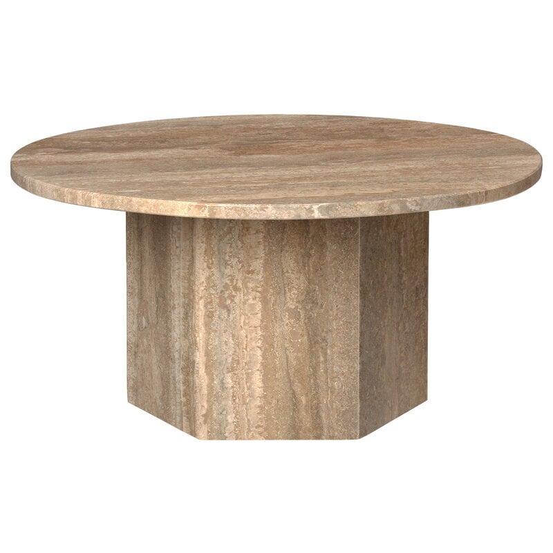Epic coffee table by GUBI #round, 80 cm, warm taupe travertine #
