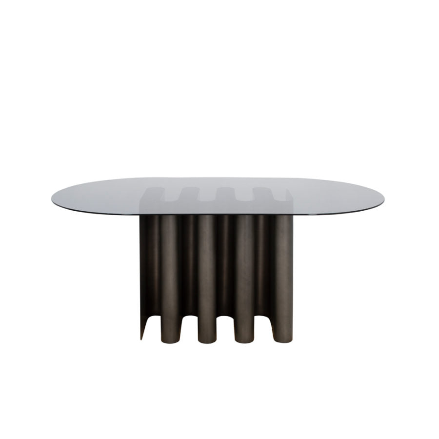 Tavolo2 - Oval Glass And Aluminium Dining Table by Pulpo #parsol grey / smoky grey