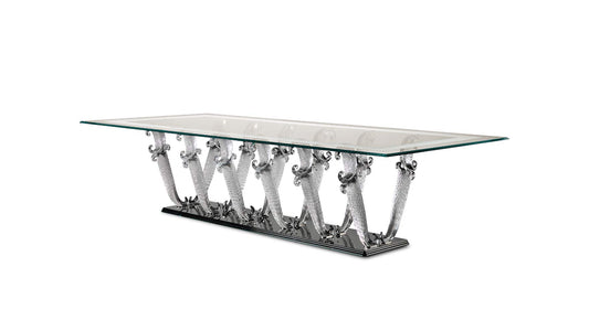 CASANOVA 72 - Oval glass dining table with Lazy Susan
