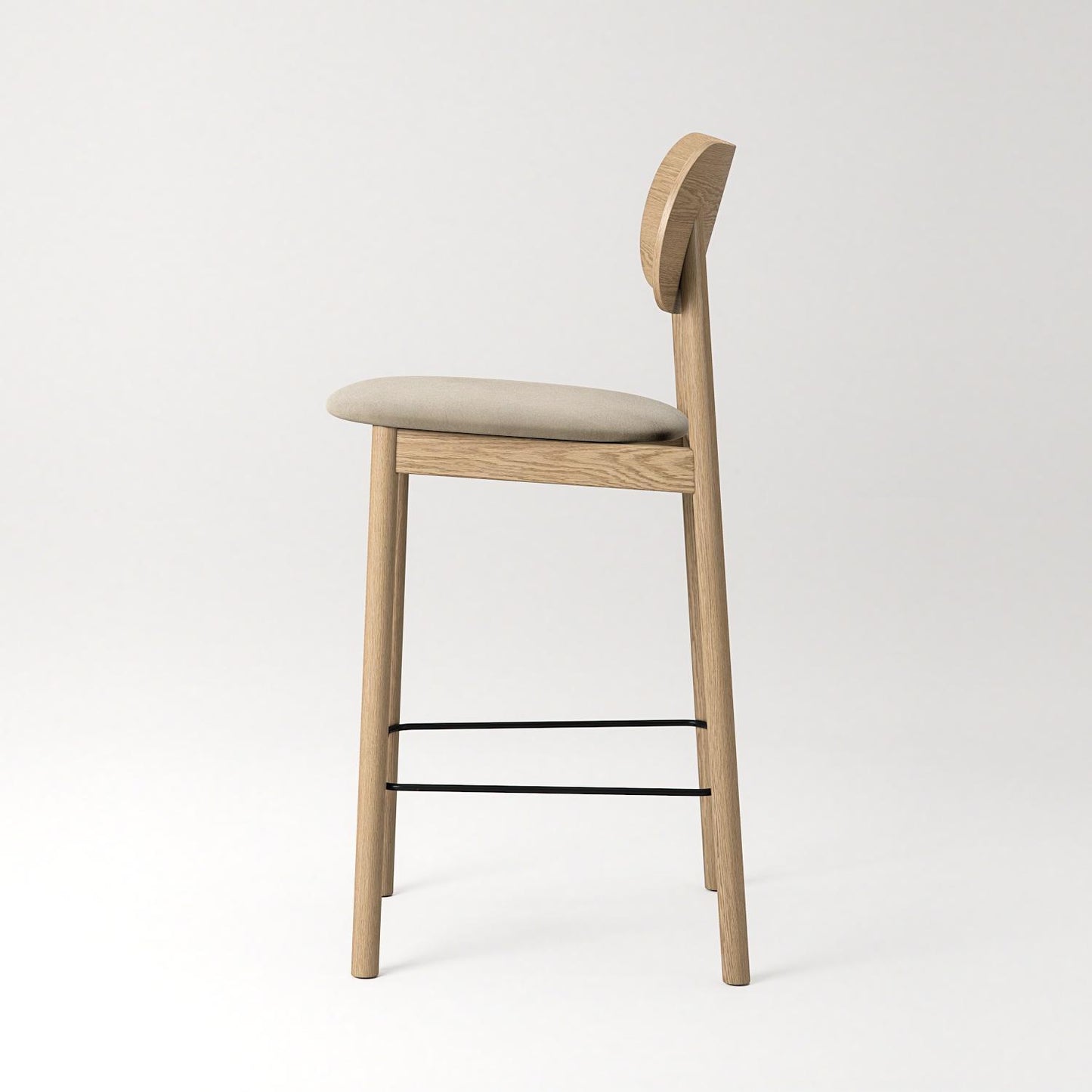 Decotique Elephant Bar Stool Natural Oak/Beige Velvet