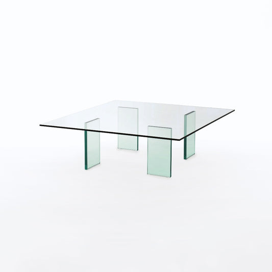 GLASS TABLE (1976) - Low square crystal coffee table