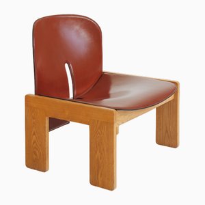 925 Chair in Leather and Wood by Afra and Tobia Scarpa for Cassina, 1960s-TJQ-1770942