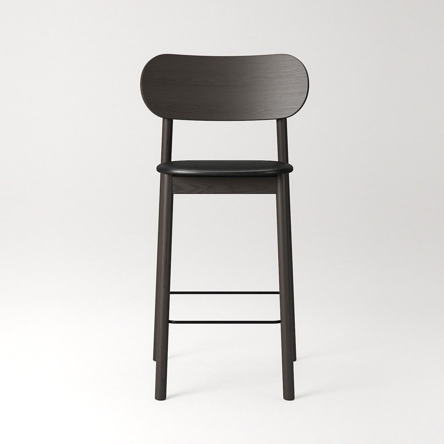 Decotique Elephant Bar Stool Dark Oak/Black Leather