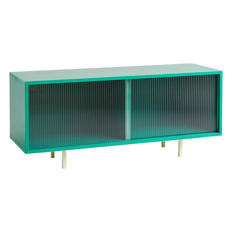 Colour Cabinet w/ glass doors by HAY #floor, 120 cm, dark mint #
