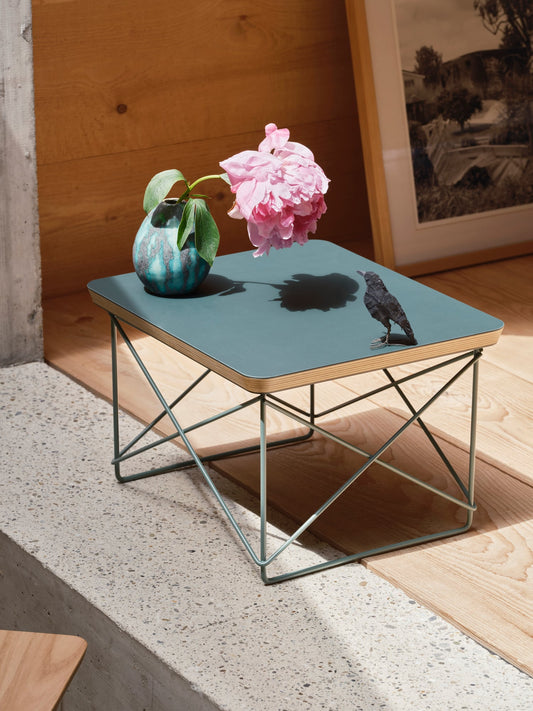 Eames LTR Occasional table, smoke blue linoleum - sky blue