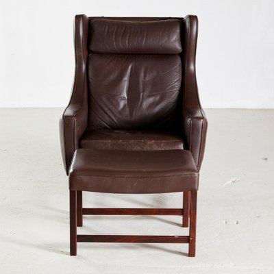 965H Leather Reading Armchair with Ottoman by Fredrik Kayser, Set of 2-CI-878417