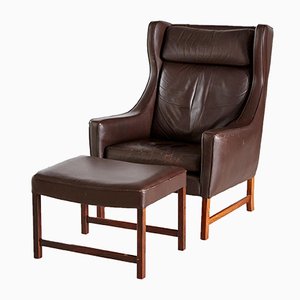 965H Leather Reading Armchair with Ottoman by Fredrik Kayser, Set of 2-CI-878417