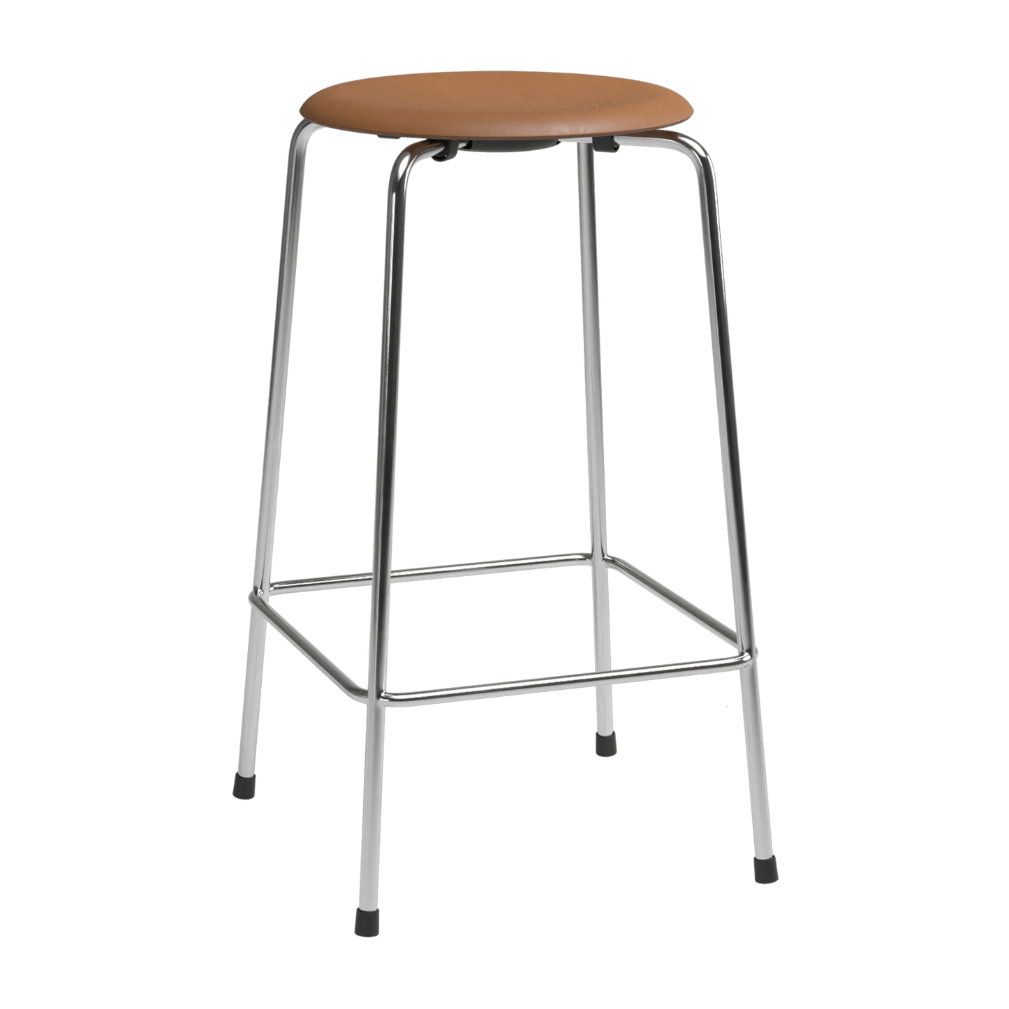 High Dot™ - M3170 Counter Stool w. 4 legs by Fritz Hansen #M3170 Counter Stool w. 4 legs / Wild leather / Wild walnut / Steel / Chrome