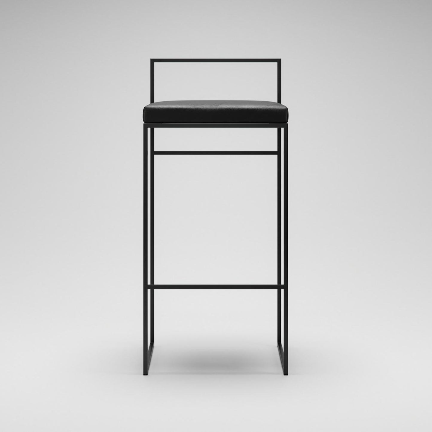 Department Bar Stool with Backrest 90 cm Black/Black Leather