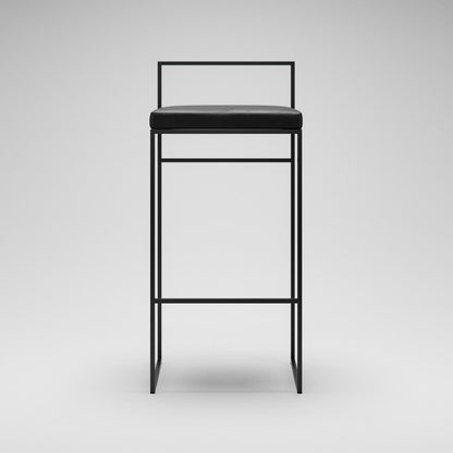 Department Bar Stool with Backrest 90 cm Black/Black Leather