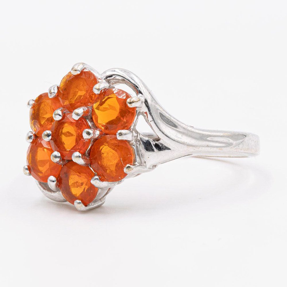 9K White Gold Ring with Fire Opals, 2000s