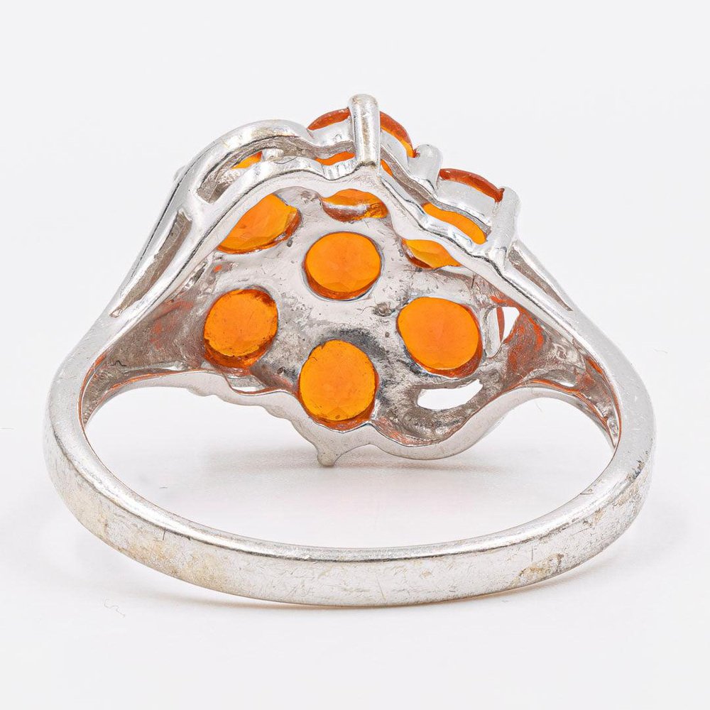 9K White Gold Ring with Fire Opals, 2000s