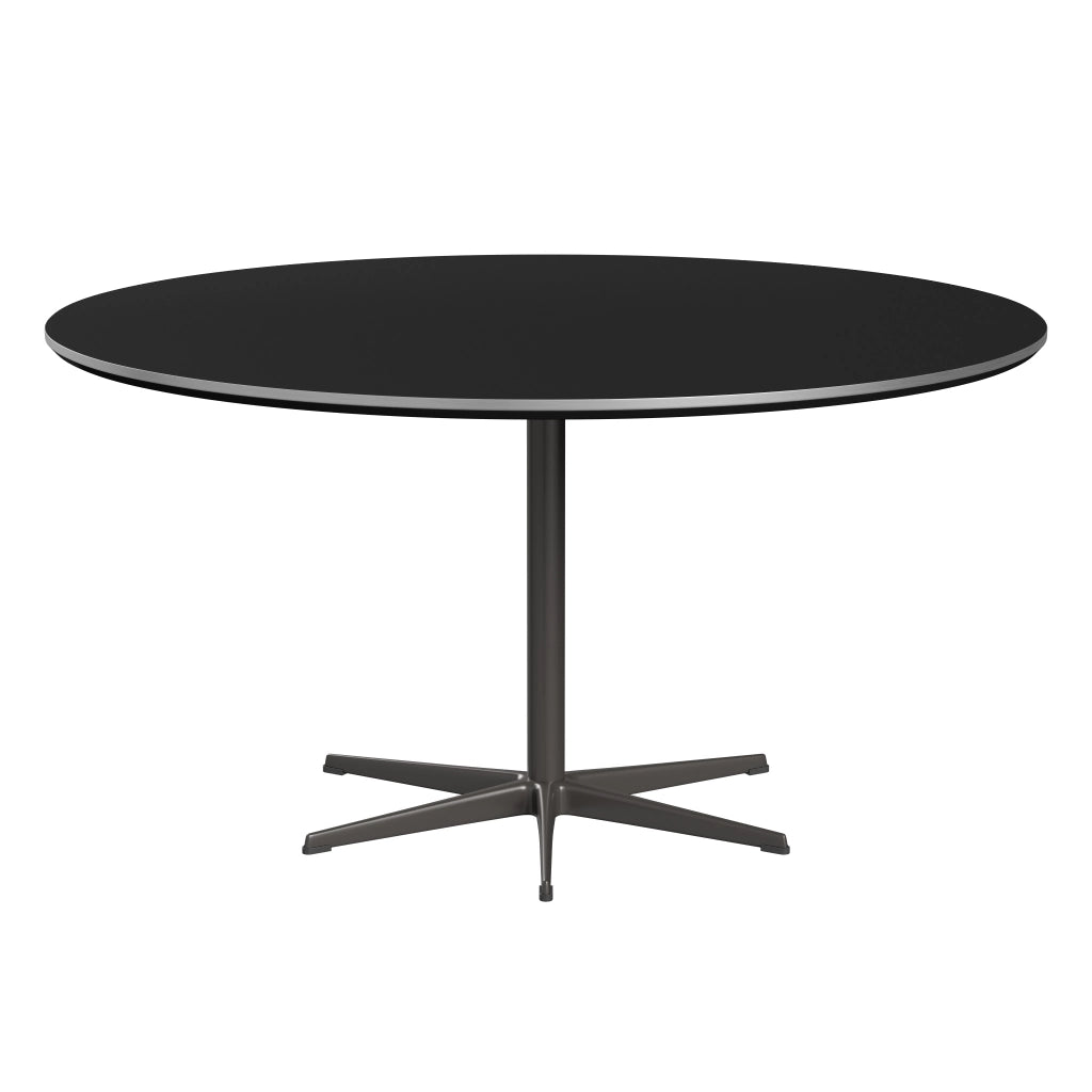 Circular - A826, Dining Table, Ø 145 Cm by Fritz Hansen #Fenix / Black (720)/Brushed metal / Aluminium - Matt/Powder Coated Aluminium / Warm Graphite