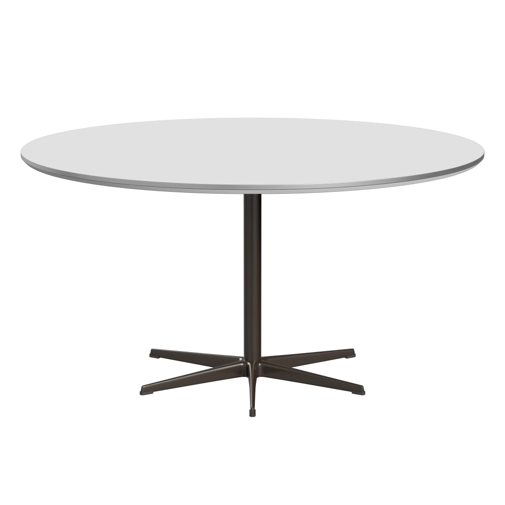 Circular - A826, Dining Table, Ø 145 Cm by Fritz Hansen #Fenix / White (032)/Brushed metal / Aluminium - Matt/Powder Coated Aluminium / Brown Bronze