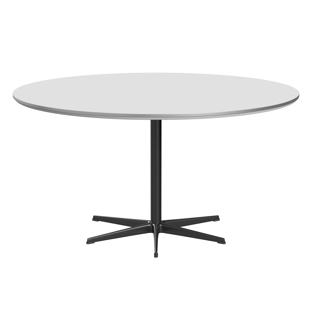 Circular - A826, Dining Table, Ø 145 Cm by Fritz Hansen #Fenix / White (032)/Brushed metal / Aluminium - Matt/Powder Coated Aluminium / Black