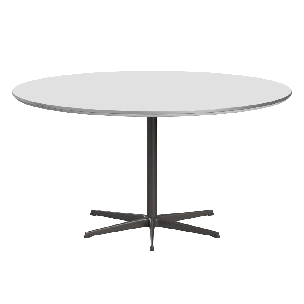 Circular - A826, Dining Table, Ø 145 Cm by Fritz Hansen #Fenix / White (032)/Brushed metal / Aluminium - Matt/Powder Coated Aluminium / Warm Graphite