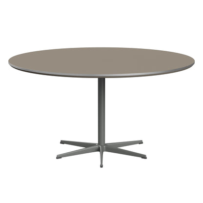 Circular - A826, Dining Table, Ø 145 Cm by Fritz Hansen #Fenix / Brown Ottawa (717)/Brushed metal / Aluminium - Matt/Powder Coated Aluminium / Silver Grey