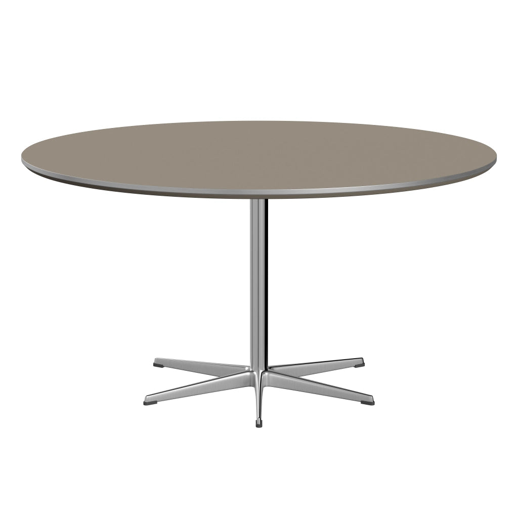 Circular - A826, Dining Table, Ø 145 Cm by Fritz Hansen #Fenix / Brown Ottawa (717)/Brushed metal / Aluminium - Matt/Brushed metal / Aluminium - Matt