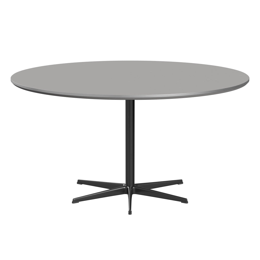 Circular - A826, Dining Table, Ø 145 Cm by Fritz Hansen #Fenix / Grey Efeso (725)/Brushed metal / Aluminium - Matt/Powder Coated Aluminium / Black