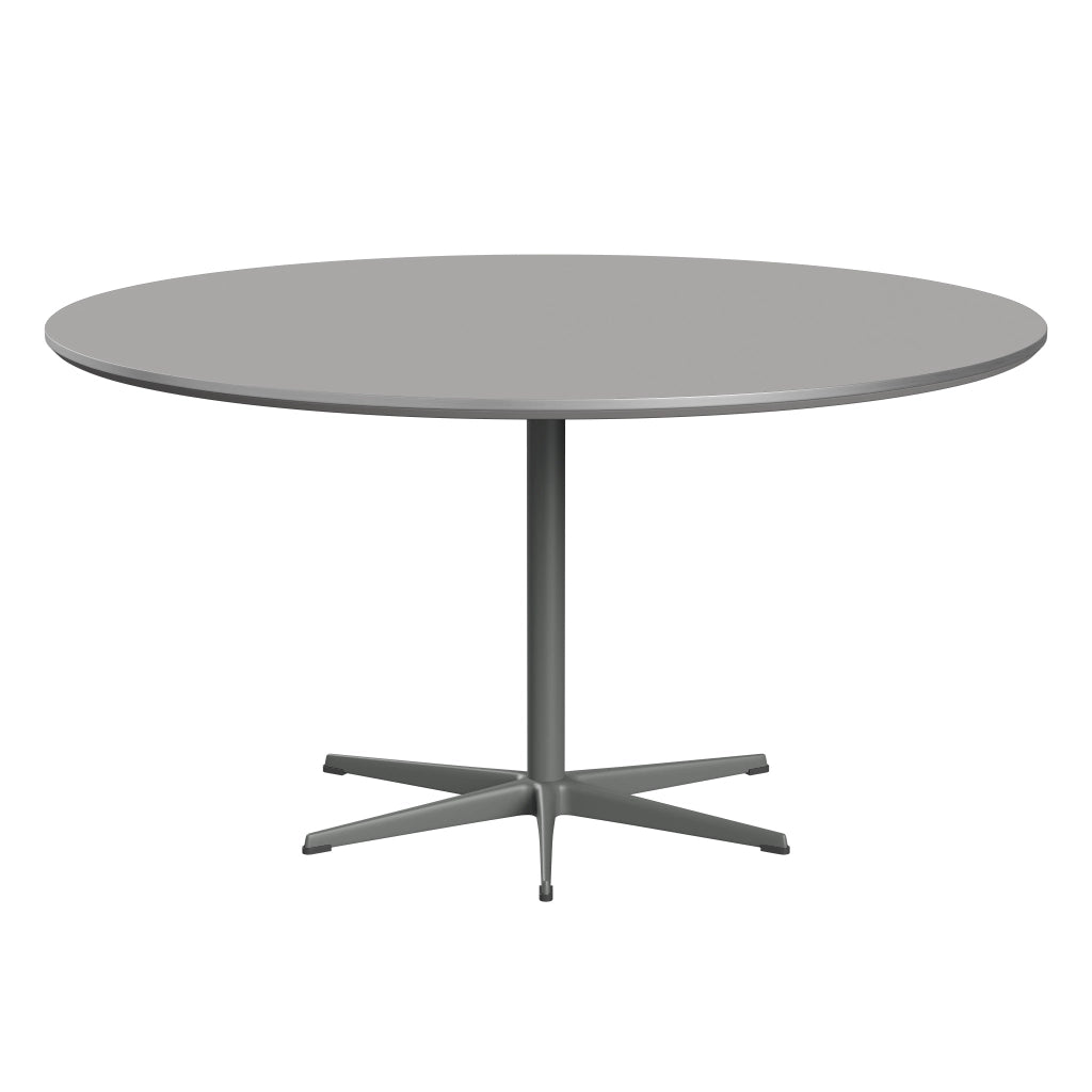 Circular - A826, Dining Table, Ø 145 Cm by Fritz Hansen #Fenix / Grey Efeso (725)/Brushed metal / Aluminium - Matt/Powder Coated Aluminium / Silver Grey