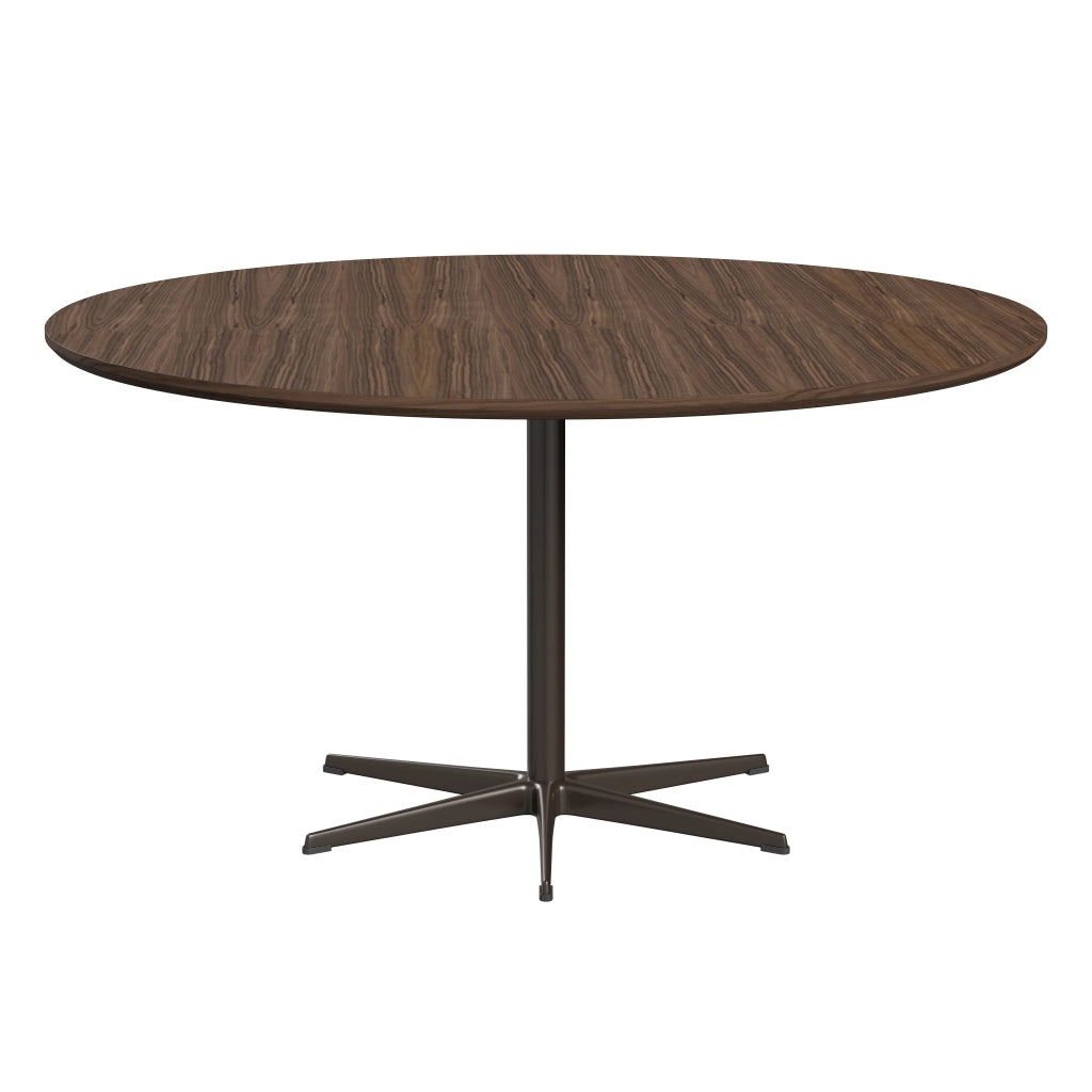 Circular - A826, Dining Table, Ø 145 Cm by Fritz Hansen #Clear Lacquered Veneer / Walnut (80)/Clear Lacquered Veneer / Walnut (80)/Powder Coated Aluminium / Brown Bronze