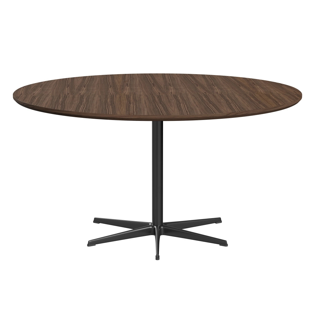 Circular - A826, Dining Table, Ø 145 Cm by Fritz Hansen #Clear Lacquered Veneer / Walnut (80)/Clear Lacquered Veneer / Walnut (80)/Powder Coated Aluminium / Black