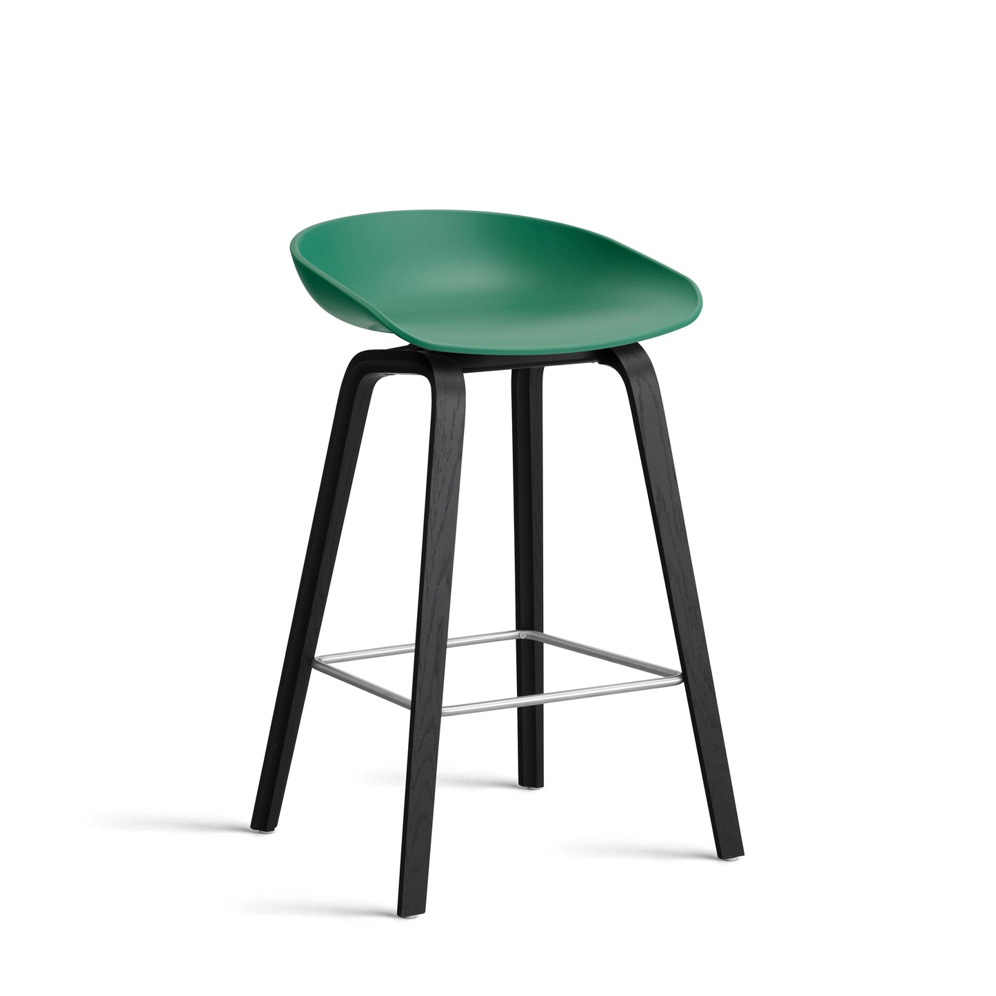 About A Stool Aas 32 by Hay #Polypropylene | Teal Green/Oak | Black Water-Based Lacquered/Stainless Steel