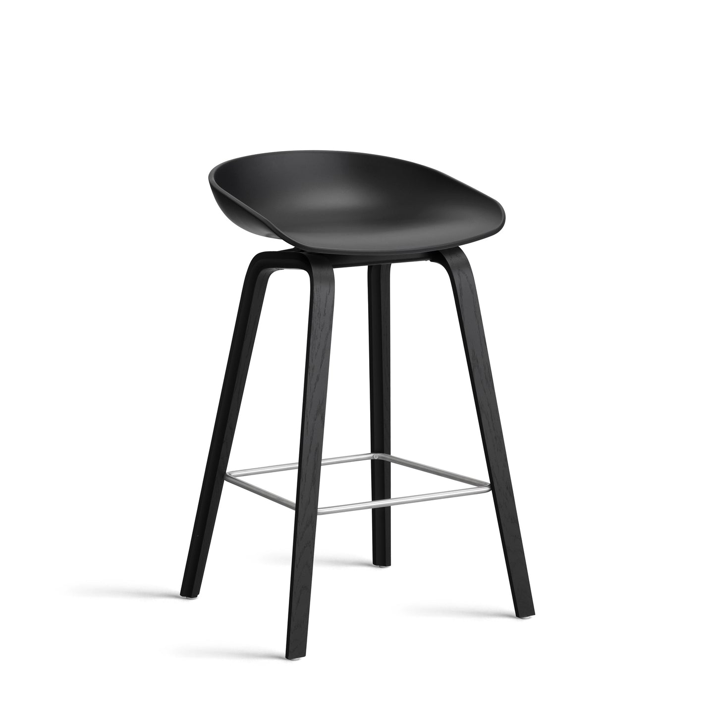 About A Stool Aas 32 by Hay #Polypropylene | Black/Oak | Black Water-Based Lacquered/Stainless Steel