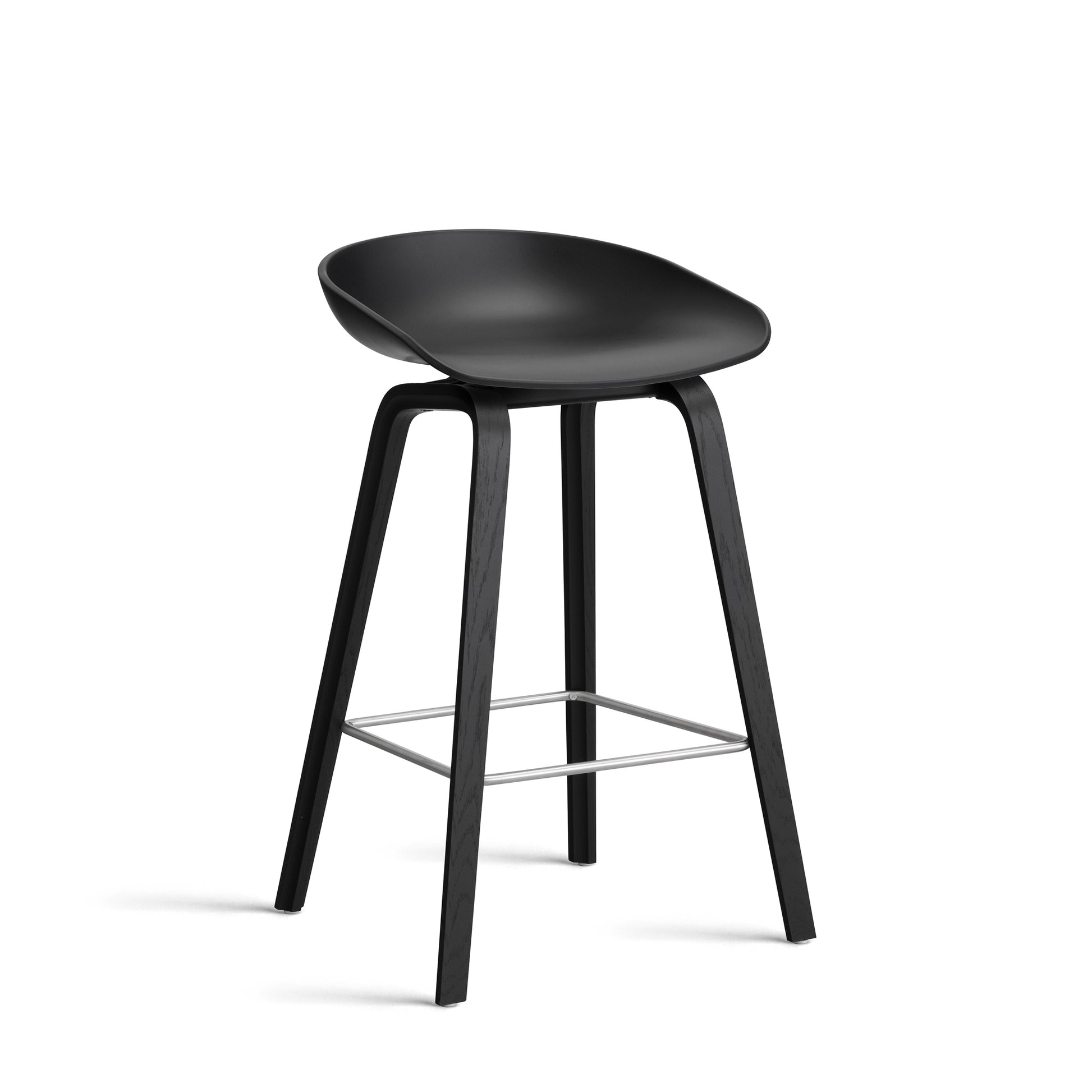 About A Stool Aas 32 by Hay #Polypropylene | Black/Oak | Black Water-Based Lacquered/Stainless Steel