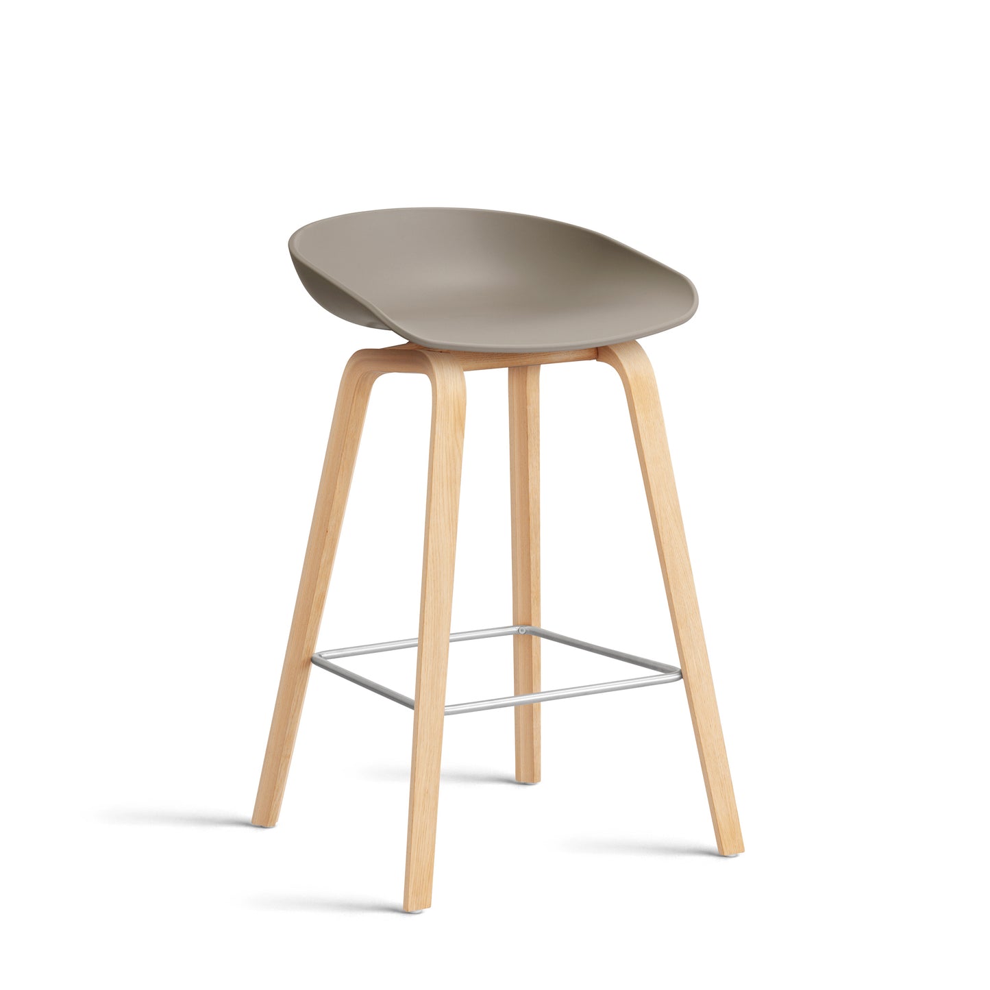 About A Stool Aas 32 by Hay #Polypropylene | Khaki/Oak | Soaped/Stainless Steel