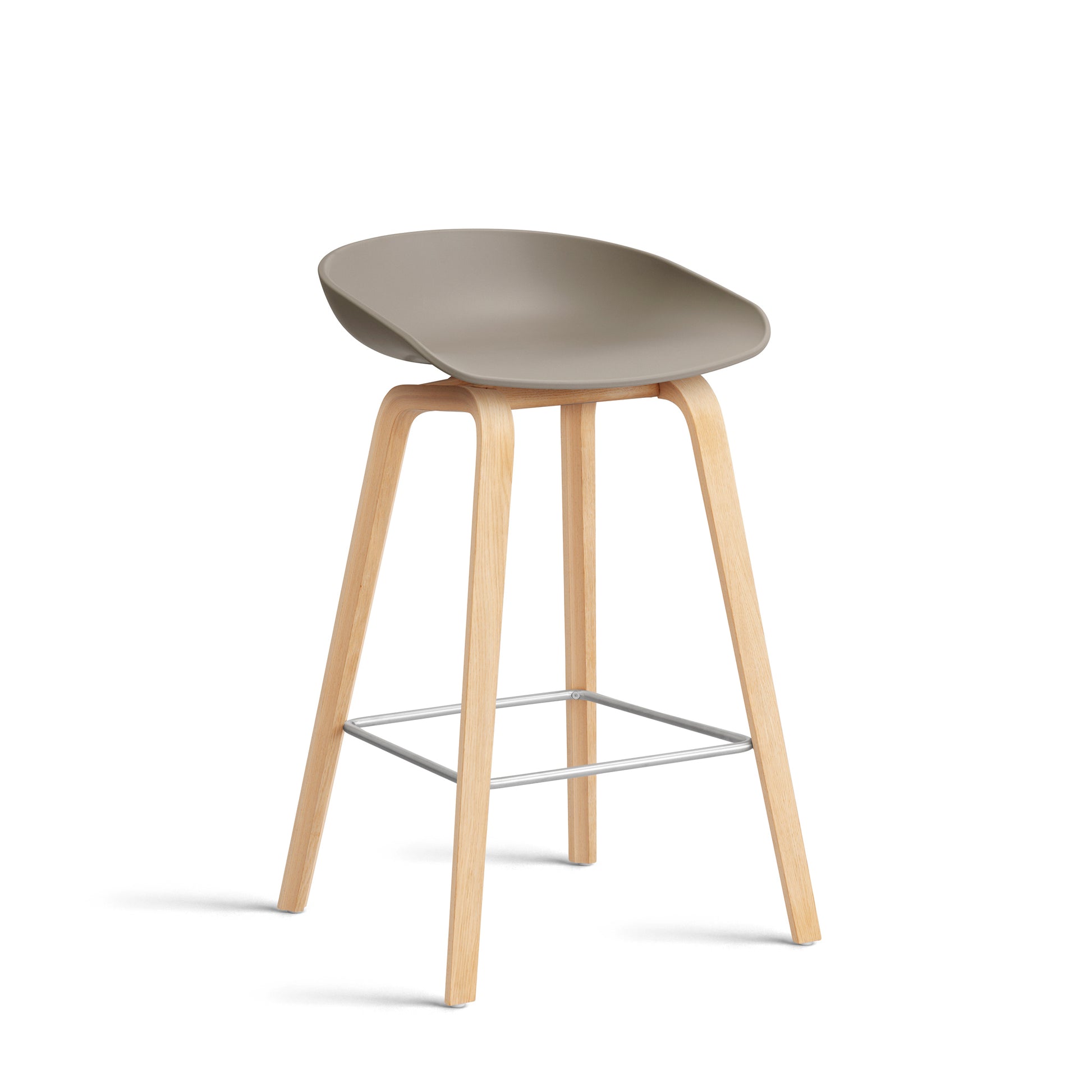 About A Stool Aas 32 by Hay #Polypropylene | Khaki/Oak | Soaped/Stainless Steel