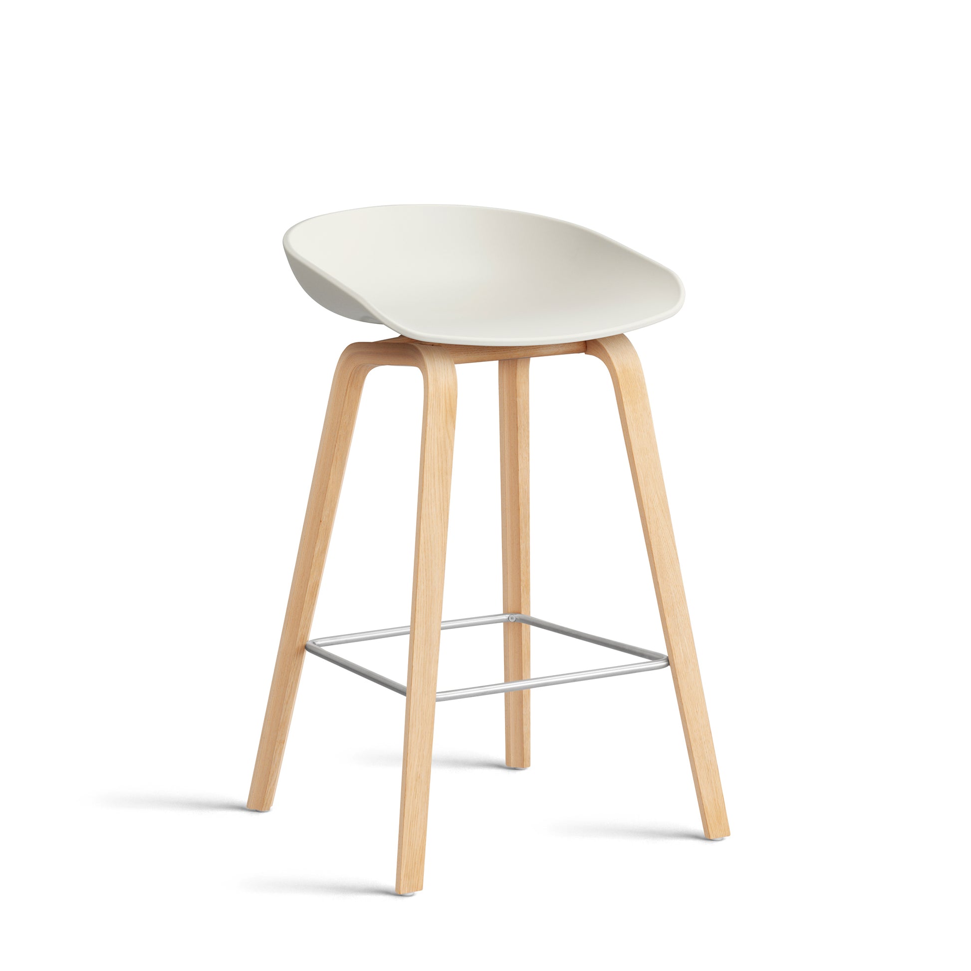 About A Stool Aas 32 by Hay #Polypropylene | Melange Cream/Oak | Soaped/Stainless Steel