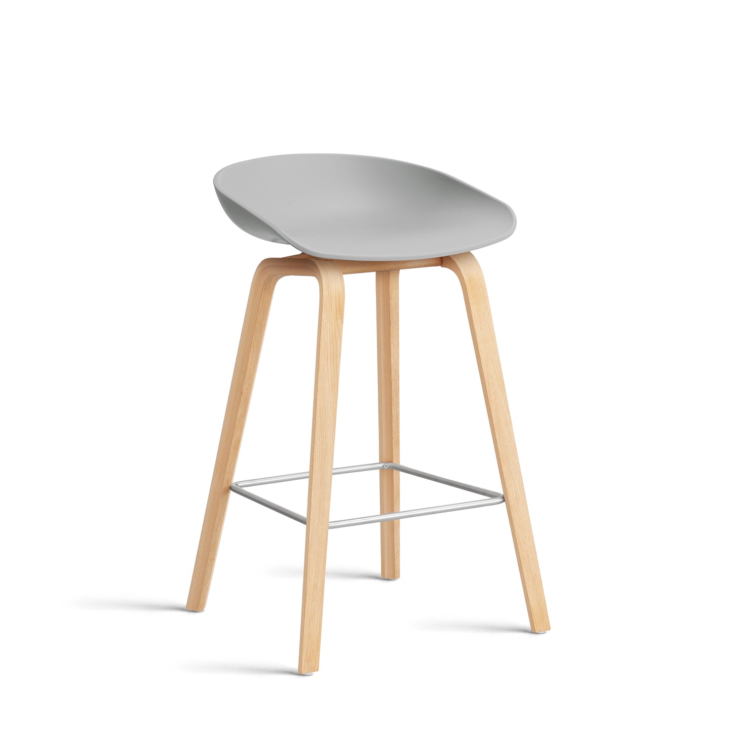 About A Stool Aas 32 by Hay #Polypropylene | Concrete Grey/Oak | Soaped/Stainless Steel