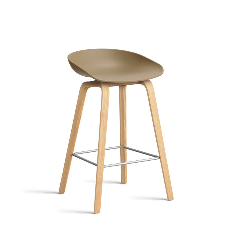 About A Stool Aas 32 by Hay #Polypropylene | Clay/Oak | Water-Based Lacquered/Stainless Steel