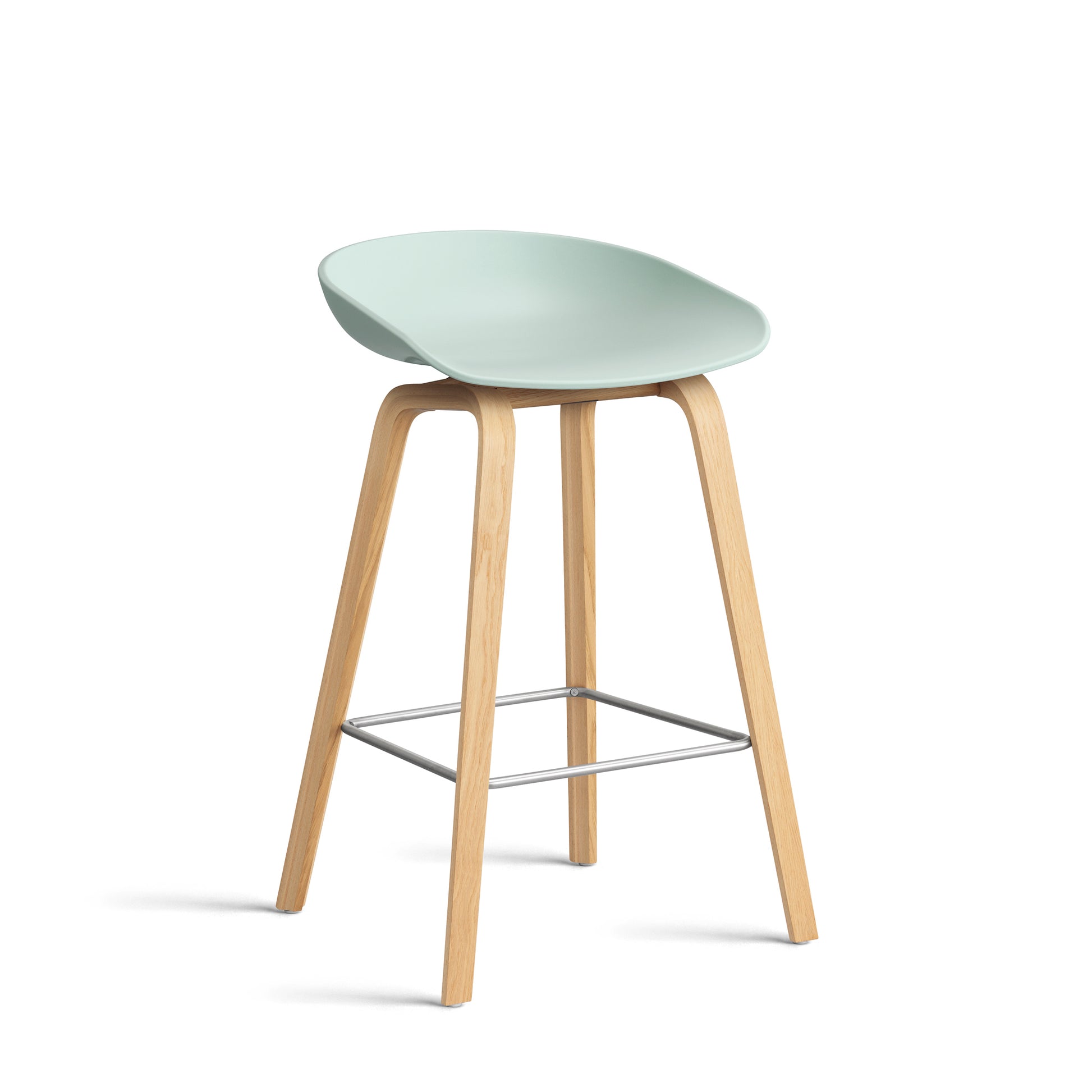 About A Stool Aas 32 by Hay #Polypropylene | Dusty Mint/Oak | Water-Based Lacquered/Stainless Steel