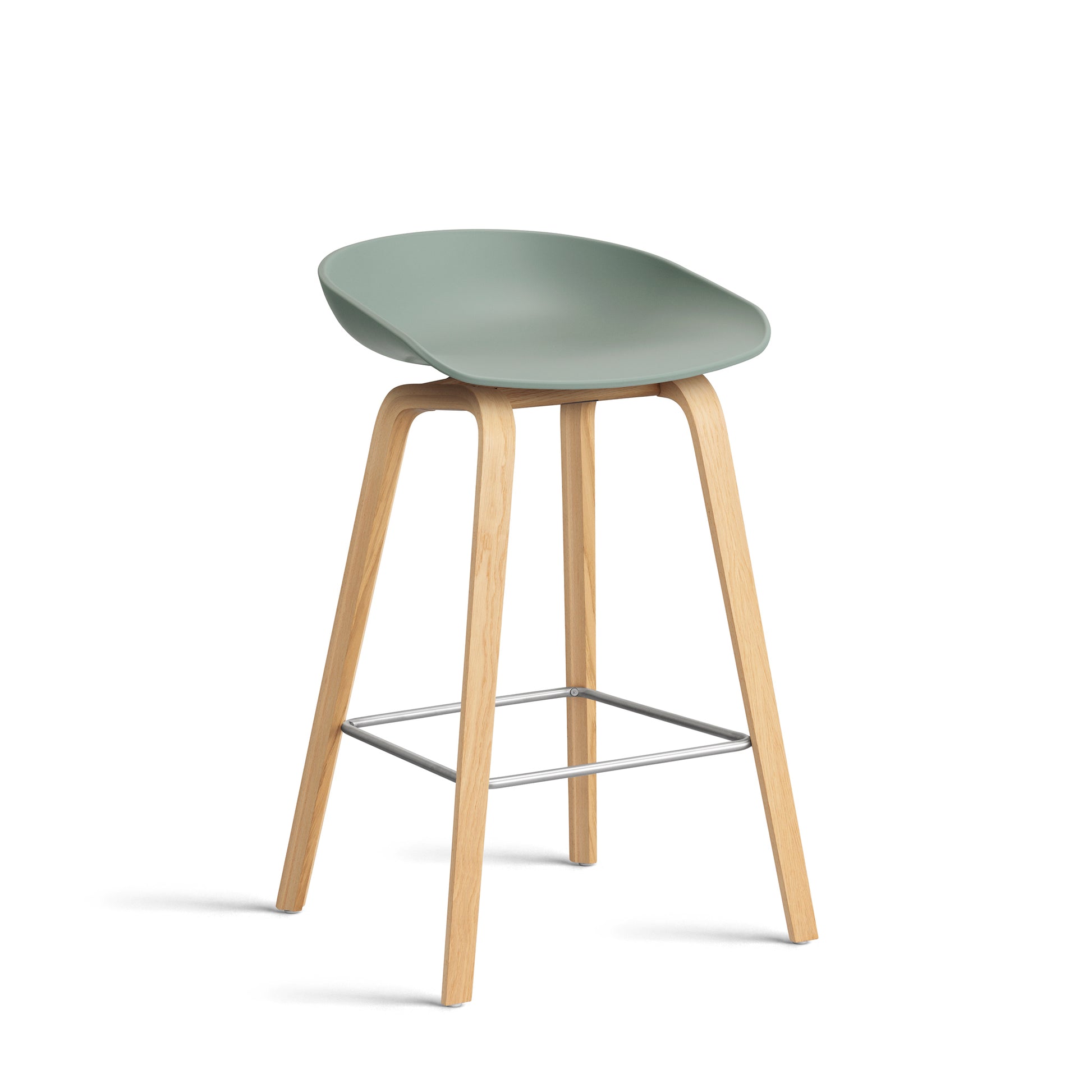 About A Stool Aas 32 by Hay #Polypropylene | Fall Green/Oak | Water-Based Lacquered/Stainless Steel