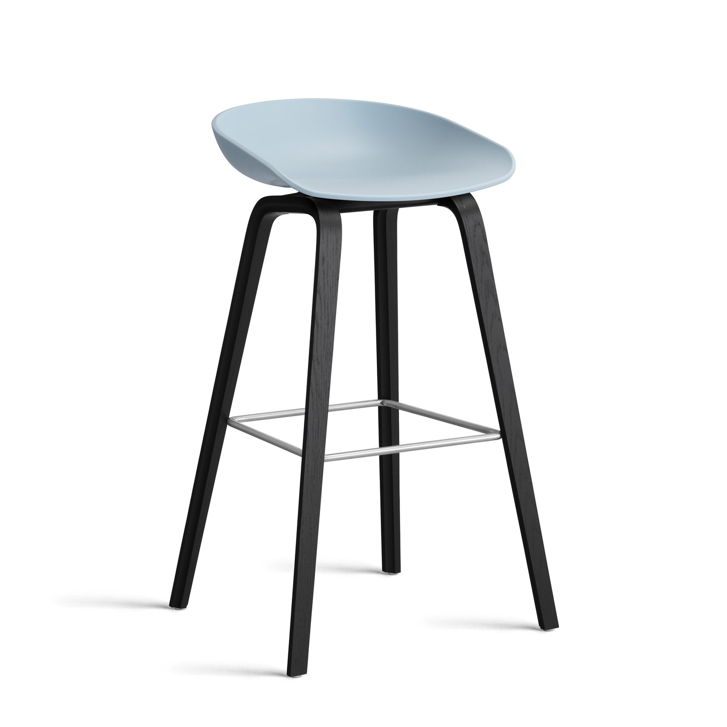 About A Stool Aas 32 by Hay #Polypropylene | Slate Blue/Oak | Black Water-Based Lacquered/Stainless Steel